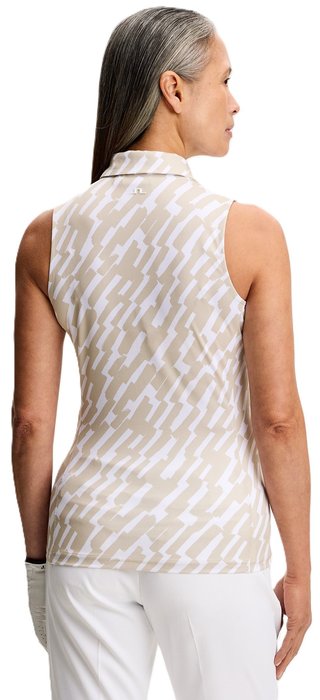 J.Lindeberg Dena Print Sleeveless polo femme, oak island fossil