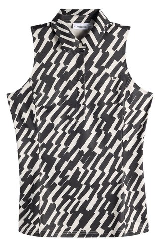 J.Lindeberg Dena Print Sleeveless polo femme, oak moonbeam