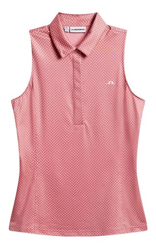 J.Lindeberg Dena Print Sleeveless polo femme, bridge stack rose