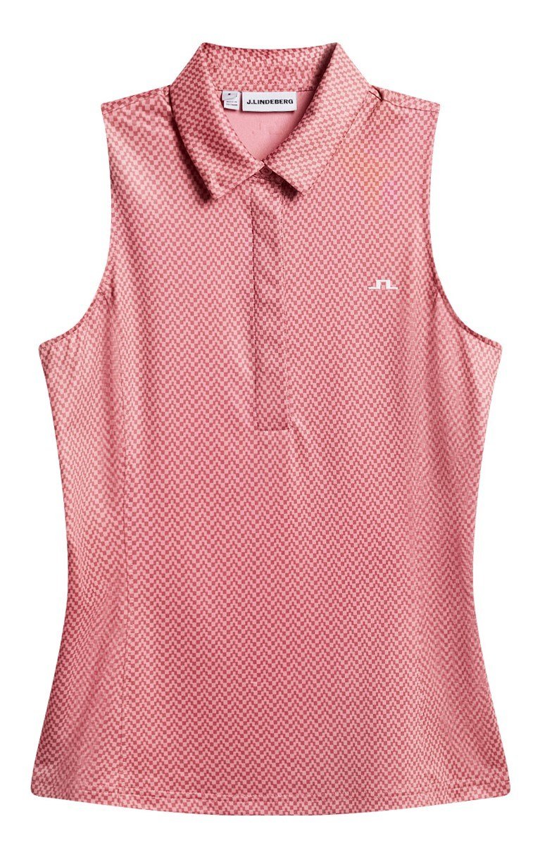 J.Lindeberg Dena Print Sleeveless polo femme, bridge stack rose