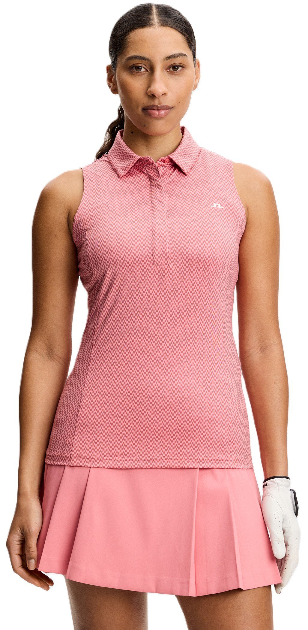 J.Lindeberg Dena Print Sleeveless polo femme, bridge stack rose