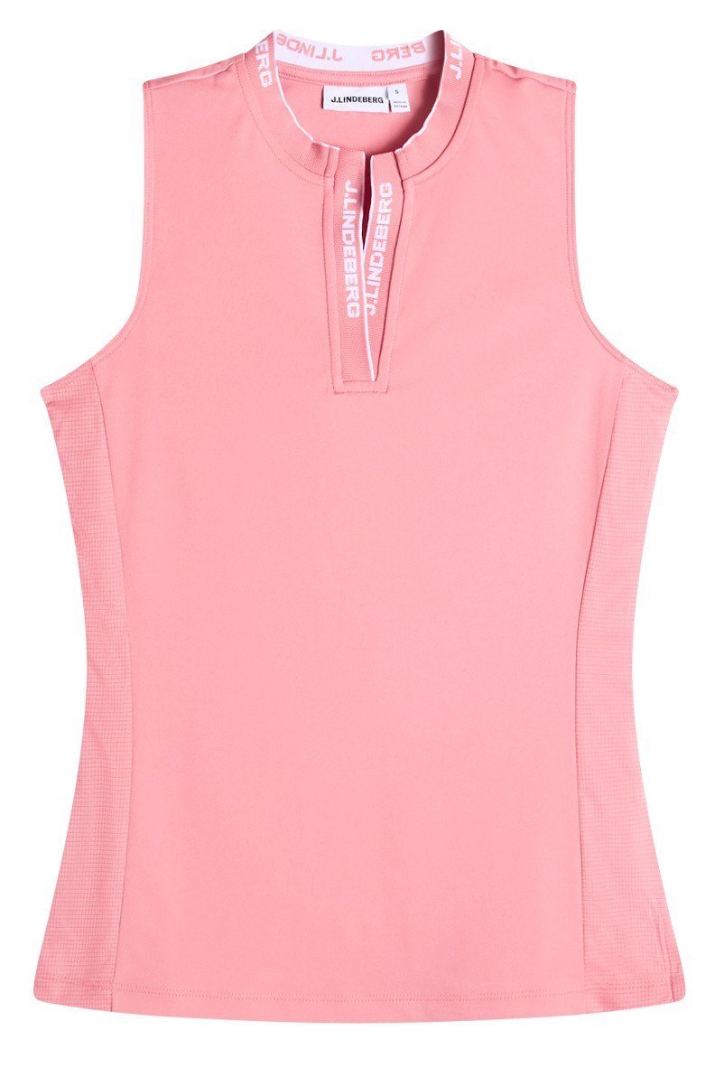J.Lindeberg Leya Sleeveless polo femme, flamingo plume