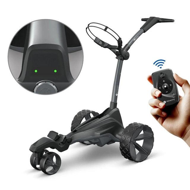 Chariot de golf électrique avec commande sur le guidon et batterie