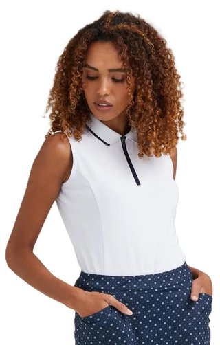 PING Eben Sleeveless polo femme, blanc
