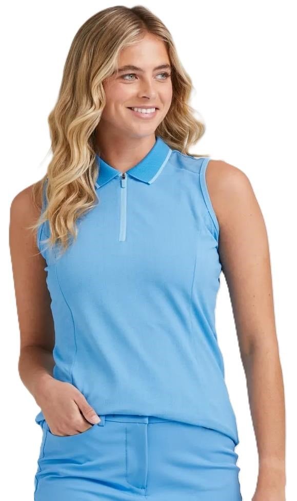 PING Eben Sleeveless polo femme, infinity blue