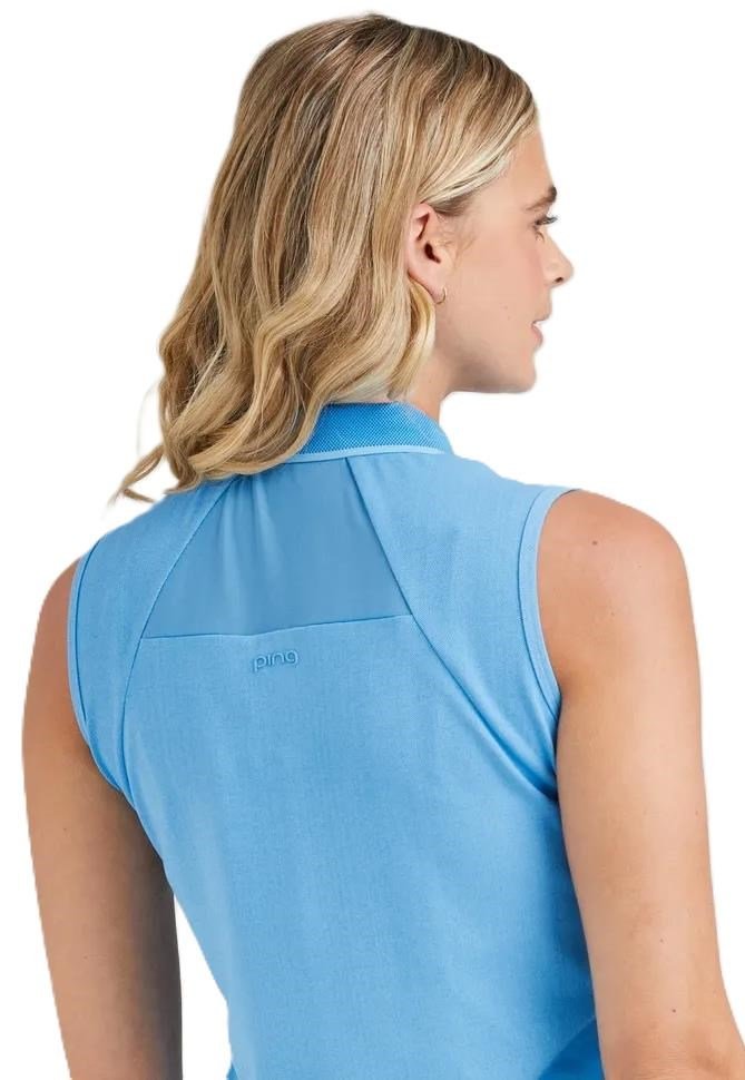 PING Eben Sleeveless polo femme, infinity blue