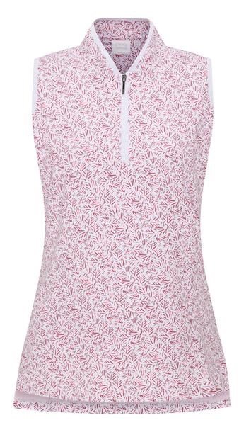PING Penola Printed Sleeveless polo femme, fuchsia foliage