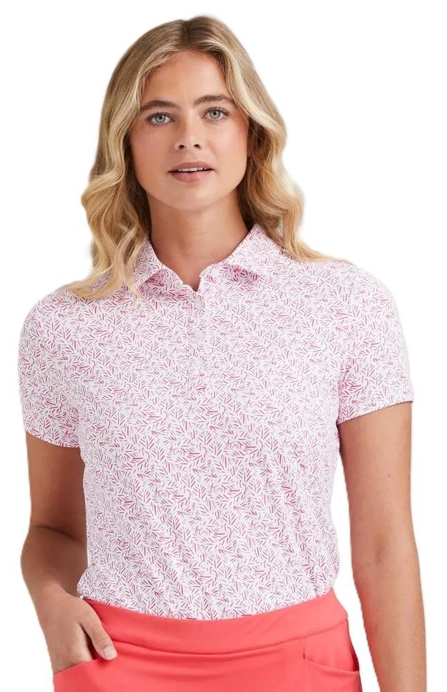 PING Aeria Printed polo femme, fuchsia foliage