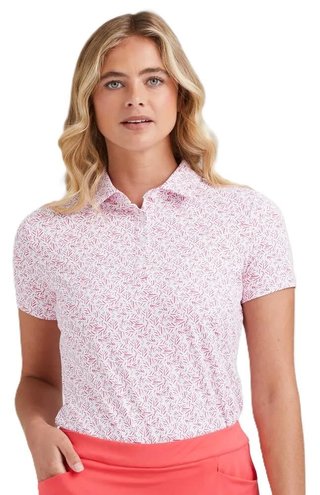 PING Aeria Printed polo femme, fuchsia foliage