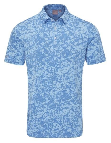 PING Marek Camo Jacquard polo homme, baltic sea multi