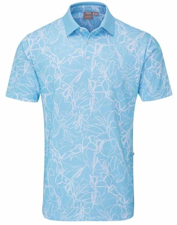 PING Orlando polo homme, bleu baltique/blanc
