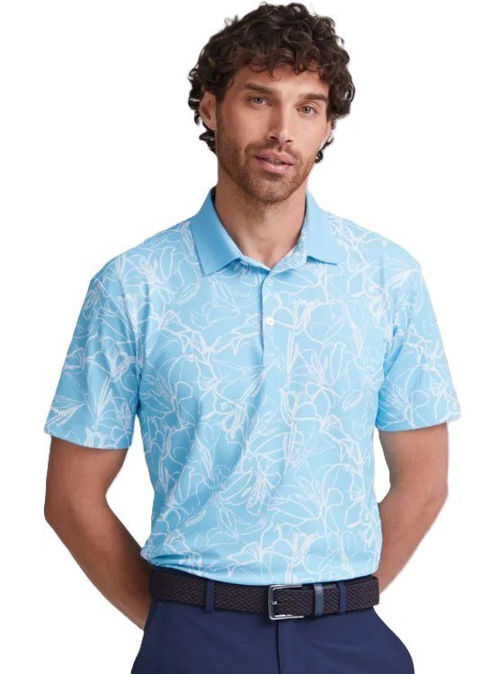 PING Orlando polo homme, bleu baltique/blanc