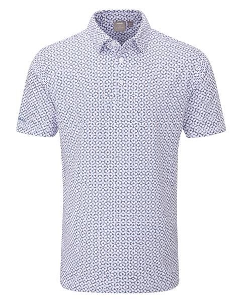 PING Ephron Printed polo homme, white/pink haze multi
