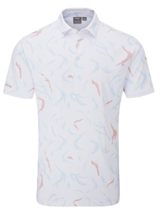PING Ephron Printed polo homme, blanc/wild salmon multi