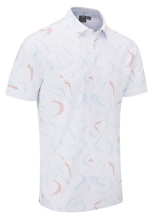 PING Ephron Printed polo homme, blanc/wild salmon multi