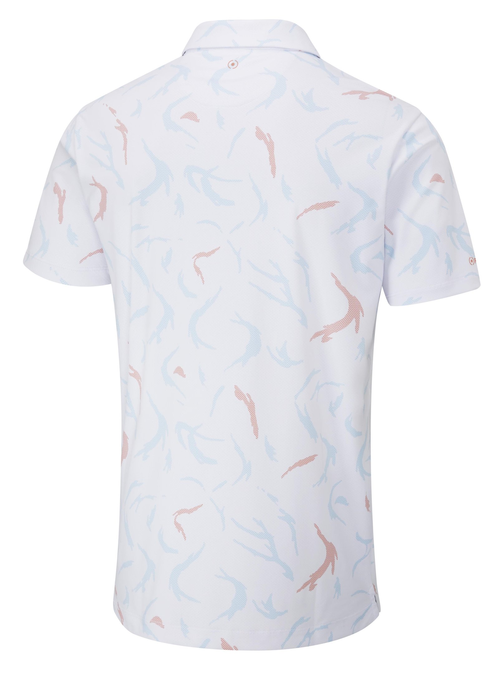 PING Ephron Printed polo homme, blanc/wild salmon multi