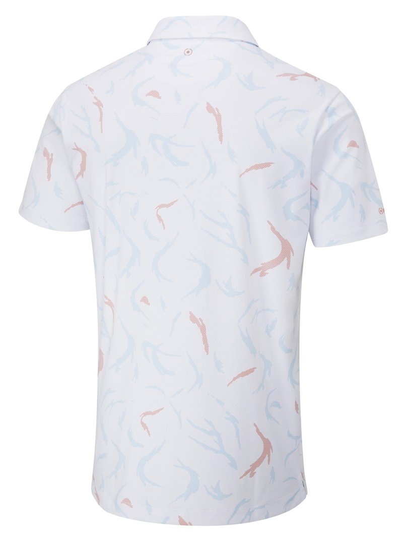 PING Ephron Printed polo homme, blanc/wild salmon multi