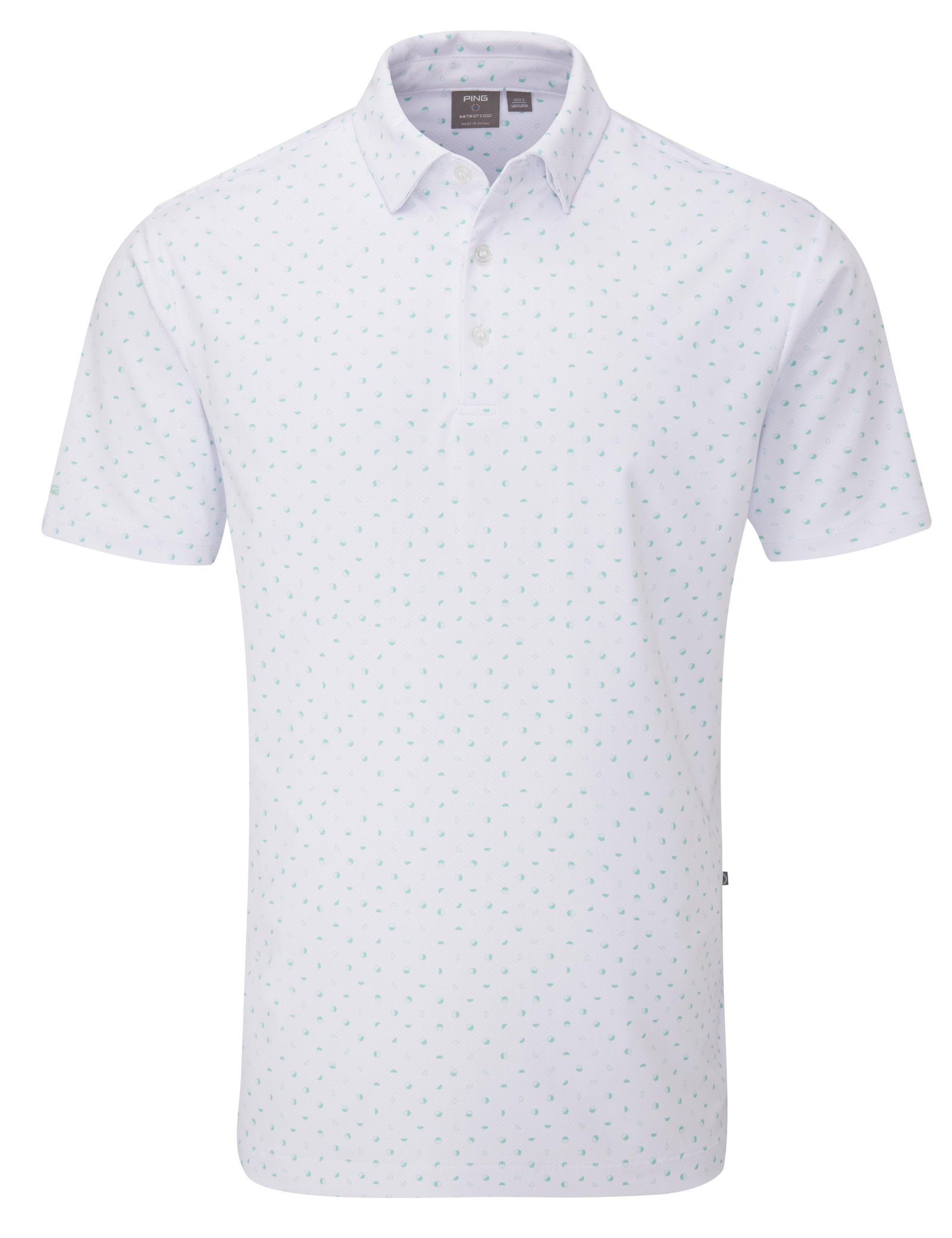 PING Ephron Printed polo homme, blanc/green bay multi