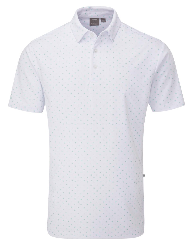 PING Ephron Printed polo homme, blanc/green bay multi