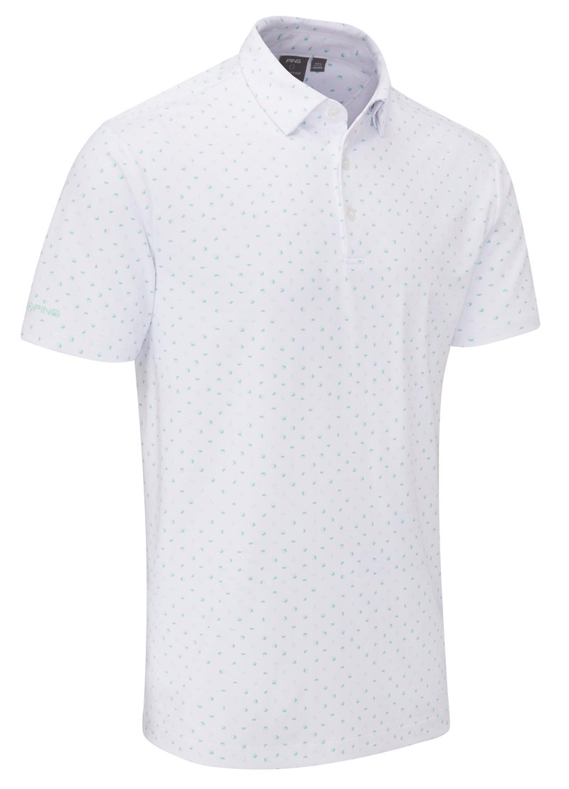 PING Ephron Printed polo homme, blanc/green bay multi