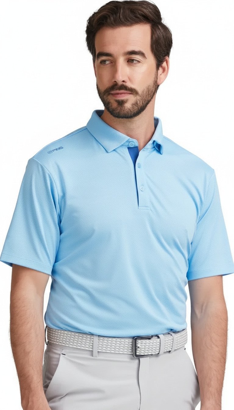 PING Claude Camo Mesh polo homme, baltic sea