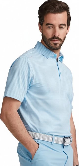 PING Langford polo homme, baltic sea/white