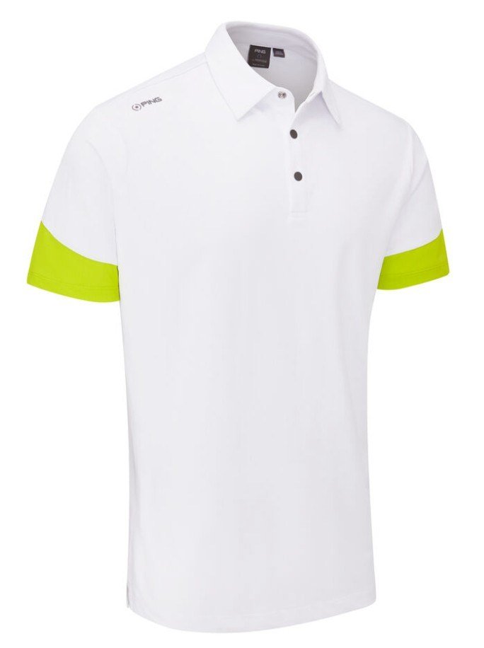 PING Ty polo homme, blanc/lime