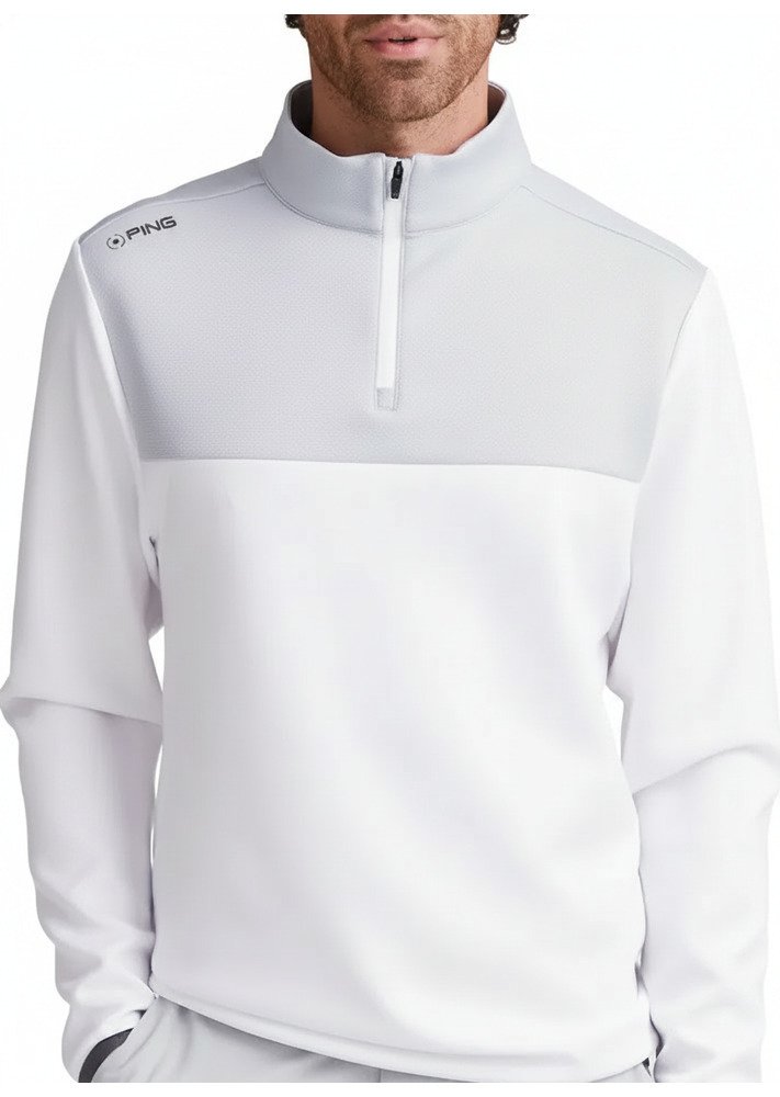 PING Kinver sweat-shirt homme, blanc/gris perle