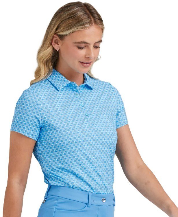 PING Aeria Printed polo femme, azure geo