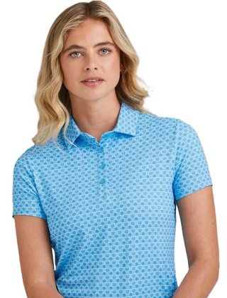 PING Aeria Printed polo femme, azure geo