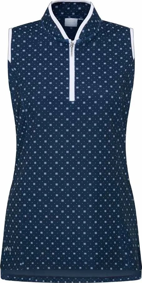 PING Penola Printed Sleeveless polo femme sans manches, micro monogram