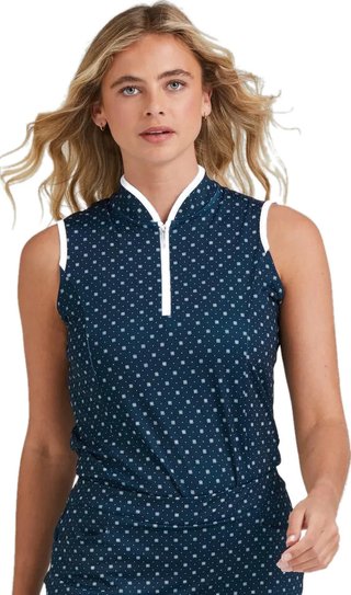 PING Penola Printed Sleeveless polo femme sans manches, micro monogram