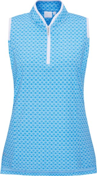 PING Penola Printed Sleeveless polo femme, azuro geo