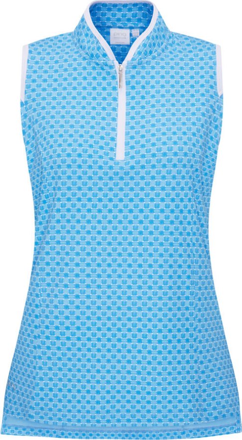 PING Penola Printed Sleeveless polo femme, azuro geo