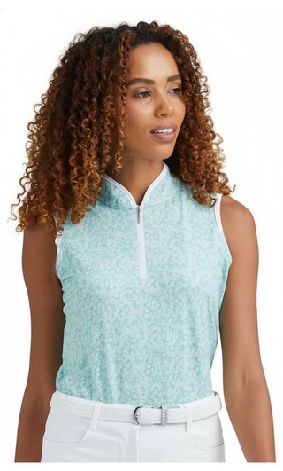 PING Penola Printed Sleeveless polo femme, splash