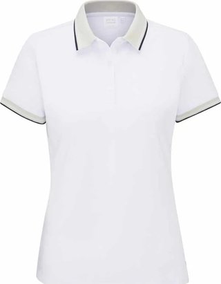 PING Viviana Tipped polo femme, blanc/pebble