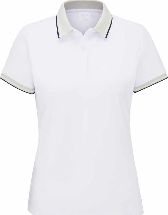 PING Viviana Tipped polo femme, blanc/pebble