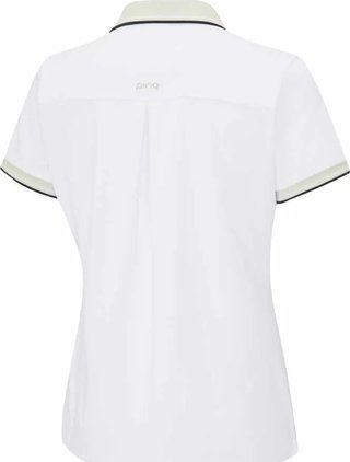 PING Viviana Tipped polo femme, blanc/pebble