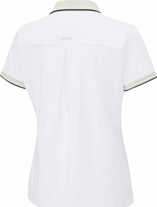 PING Viviana Tipped polo femme, blanc/pebble
