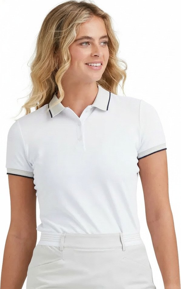 PING Viviana Tipped polo femme, blanc/pebble