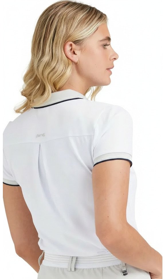 PING Viviana Tipped polo femme, blanc/pebble