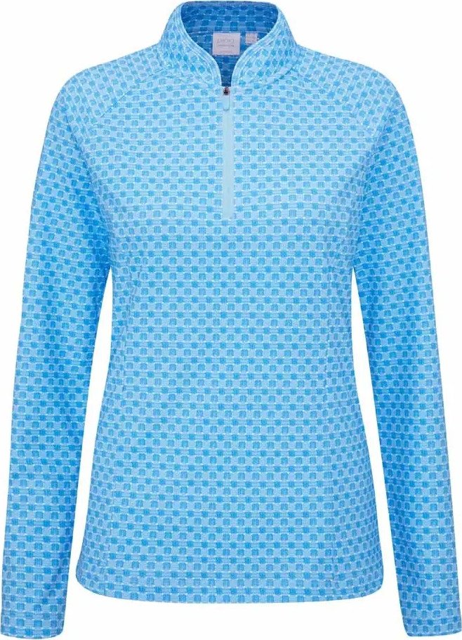 PING Arwen Printed Longsleeve polo femme manches longues, azure geo