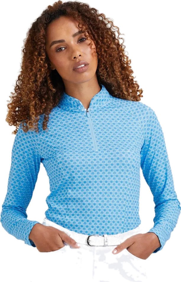PING Arwen Printed Longsleeve polo femme manches longues, azure geo