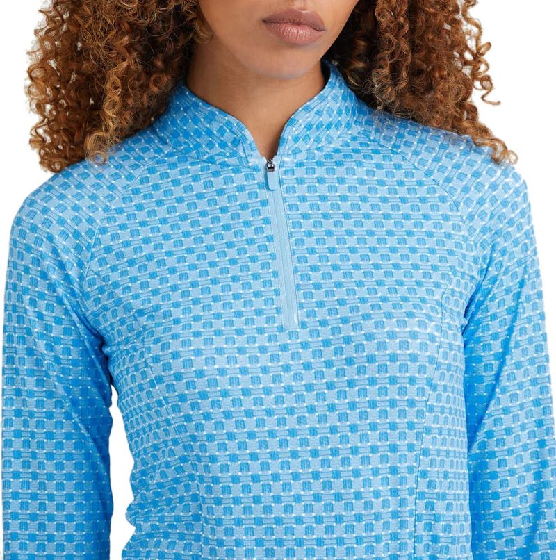 PING Arwen Printed Longsleeve polo femme manches longues, azure geo