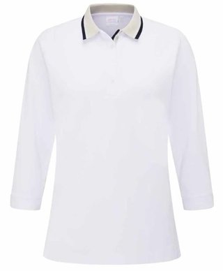 PING Alicia polo femme, blanc/pebble