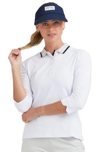 PING Alicia polo femme, blanc/pebble