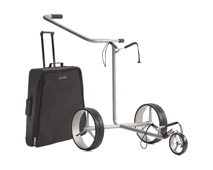 JuStar Silver 3-Wheeled chariot manuel, titanium silver finish + sac de transport Classic, frein mécanique