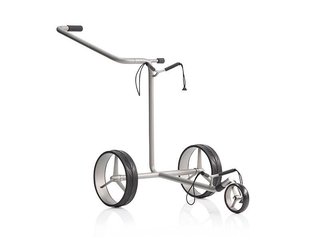 JuStar Silver 3-Wheeled chariot manuel, titanium silver finish + sac de transport Classic, frein mécanique
