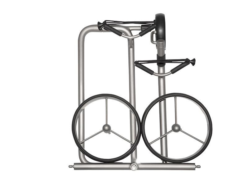 JuStar Silver 3-Wheeled chariot manuel, titanium silver finish + sac de transport Classic, frein mécanique