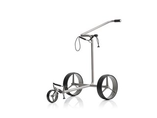 JuStar Silver 3-Wheeled chariot manuel, titanium silver finish + sac de transport Classic, frein mécanique